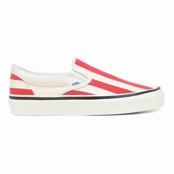 Vans Anaheim Factory Classic Slip-On 98 DX - Naisten Tennarit - Valkoinen/Punainen/Raita